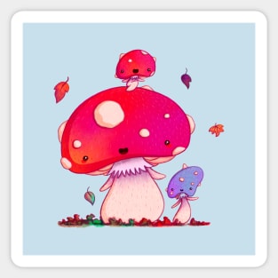 Woodland Mushroom Family Sticker